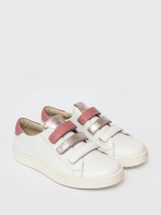 White velcro sneakers with pink inserts