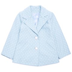 Demi-season short blue spotted coat for a girl