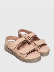 Beige sandals with three velcros and wide soles, beige, 29