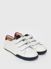 White velcro sneakers with blue-red inserts