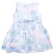 Сукня лляна "Квіти" блакитна в квітку з бантом ззаду і низом в складку для дівчинки