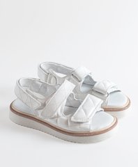 White sandals with three velcros and wide soles, beige, 29