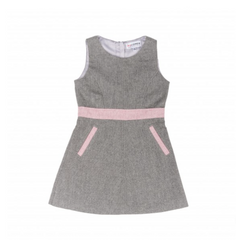Sundress classic tweed gray with pink details on the zipper for girls