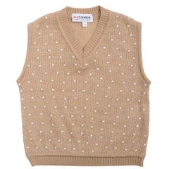 Knitted beige vest with white dots