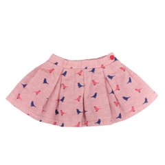 Pink cotton skirt in a fold "bird" for a girl