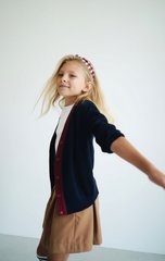 Knitted blue cotton jacket with buttons for girls