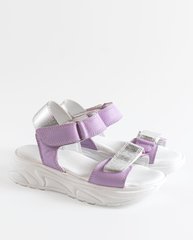 Lavander leather sandals with a high sole, 31