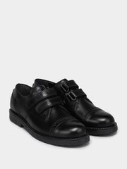 Black leather brogues with velcro