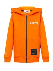 Orange zip hoodie on fleece with embroidery
