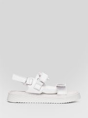 White sandals with velcro and white wide soles, white, 29