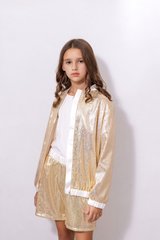 Gold sequin bomber jacket on zipper, golden, 122
