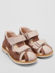Brown leather sandals with velcro