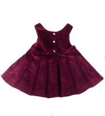 Corduroy burgundy sundress with a pleated skirt with buttons for a girl