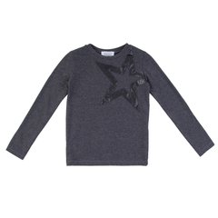 Gray cotton longsleeve with a black star for a boy