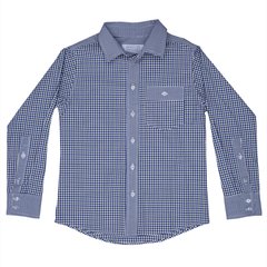 Combined cotton shirt in a blue-green check for a boy