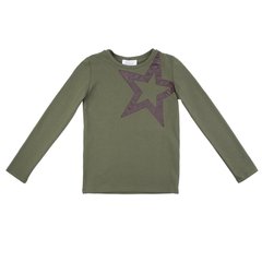 Cotton green khaki longsleeve with a gray star for a boy