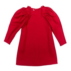 Cherry dress with a zipper with long voluminous sleeves for girls