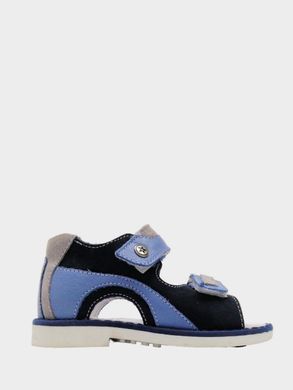 Blue leather and suede sandals