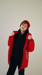Red winter parka for a boy