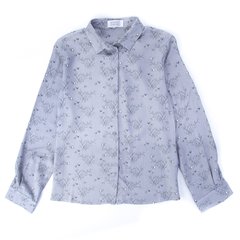 Gray long sleeve blouse with viscose print for girls