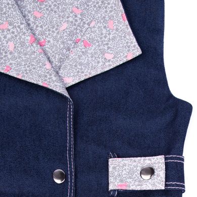 Комплект джинсовий синій із спідниці і жилетки з квітковим малюнком для дівчинки