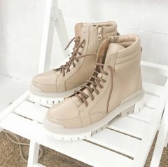 Beige demi leather boots