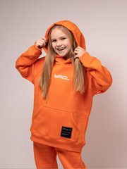 Orange hoodie on fleece with embroidery
