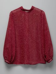 Burgundy semi-transparent blouse in dots
