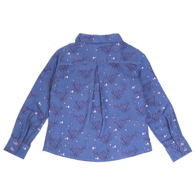 Блуза з довгим рукавом синя з принтом віскоза