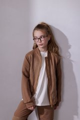 Brown jacket eco suede bomber on the zipper, brown, 122