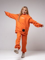 Orange pants on fleece with embroidery