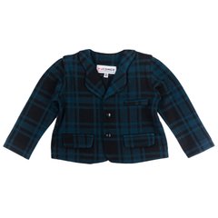 Black and blue checked cotton knitted jacket for a child