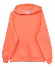 Худі - светр утеплений коралового кольору з капюшоном і кишенями для дівчинки