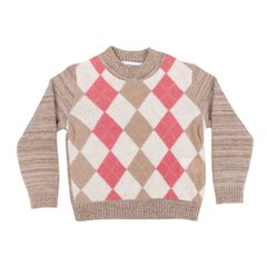 Combined jumper "Rombs" beige and pink