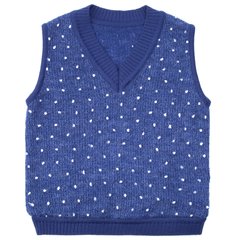 Vest knitted blue with a white dot