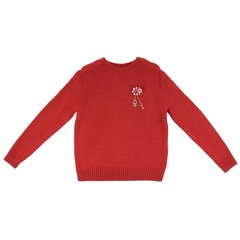 Red wool jumper with decor for girls