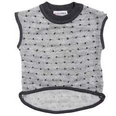 Gray knitted vest with black dots for a girl