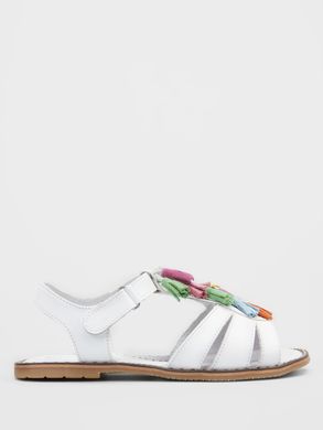 Sandals white leather with tassels