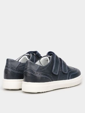 Blue leather brogues sneakers with velcro