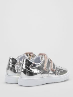 Silver sneakers with leather
