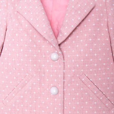 Demi-season short pink polka dot coat for a girl