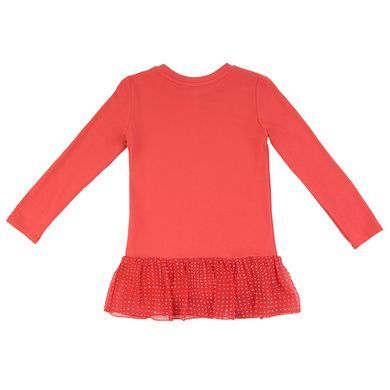 Red cotton tunic with a polka dot bottom for a girl