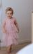 A delicate pink dress with flared tulle sleeves, pink, 116