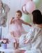 A delicate pink dress with flared tulle sleeves, pink, 116