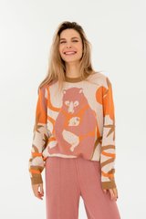 Women's oversized sweater knitted with a bear print