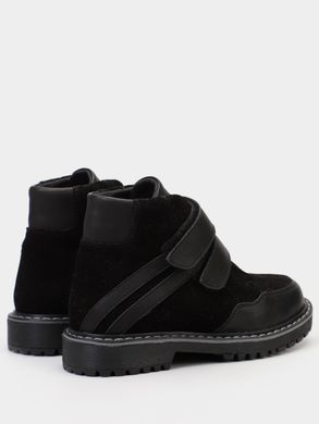 Black winter boots in leather and suede with fur