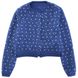 A blue polka dot blouse with buttons for a girl