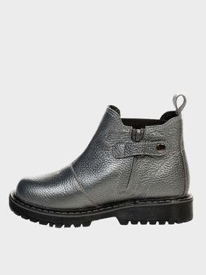 Demi-season silver leather chelsea boots on fleece