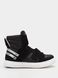 Black sneakers with silver leather stripes