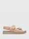 Beige sandals with three velcros and wide soles, beige, 29